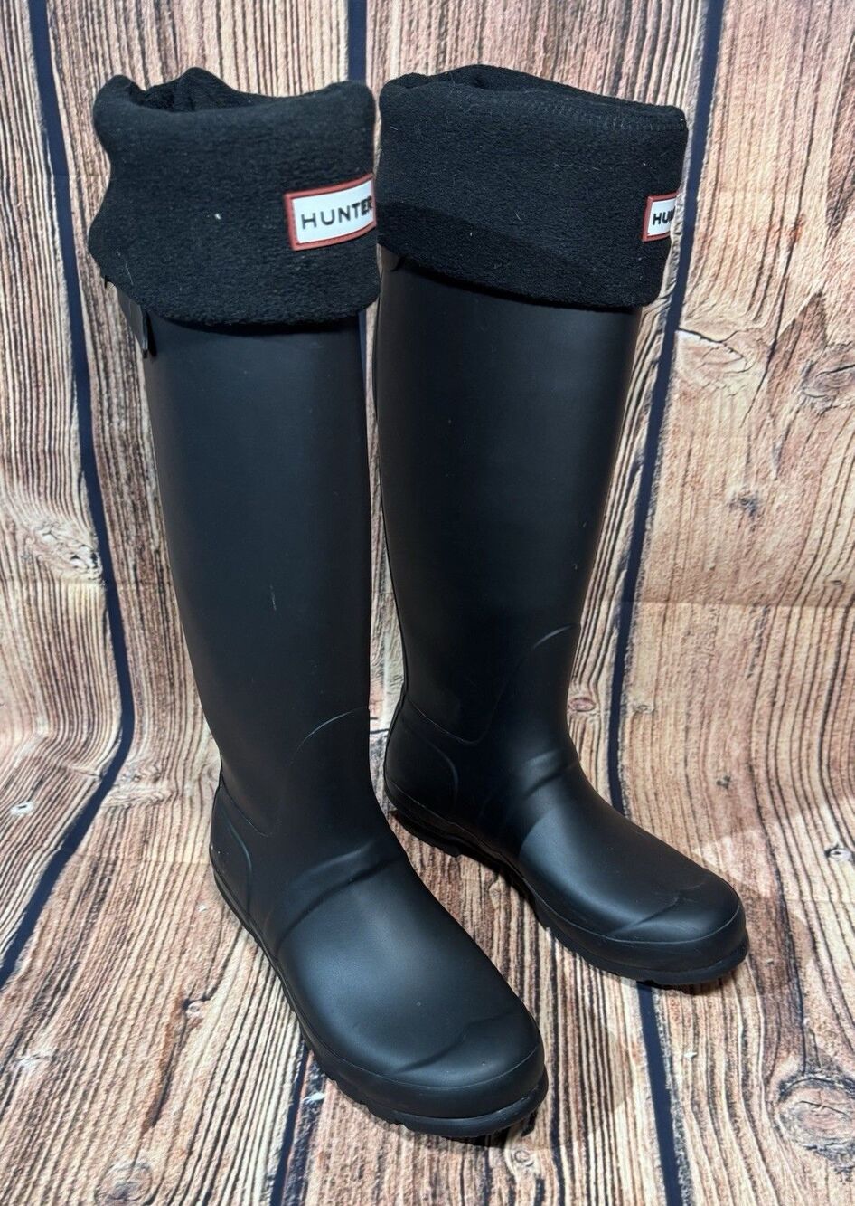BLACK HUNTER RAIN BOOTS size 9 With Warmers